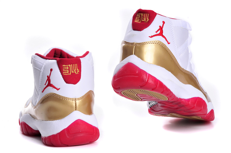 Air Jordan 11 Mens Shoes Aaa White/Golden/Red Online